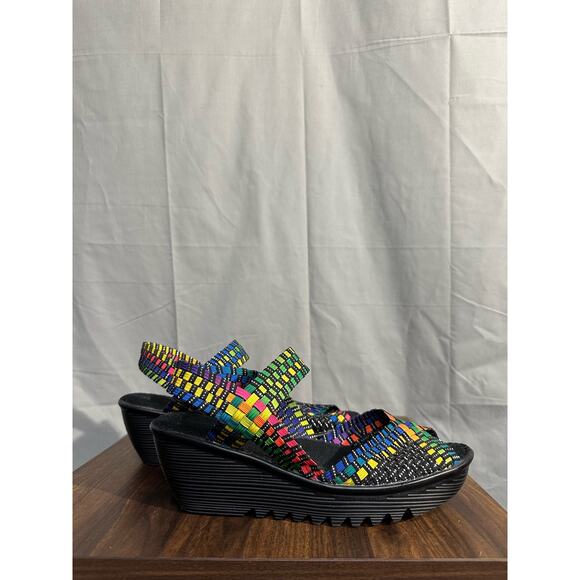 Bernie Mev Wedge Sandals Womens 41 US 10 Rainbow Colorful Fame Woven Comfort - Picture 6 of 9